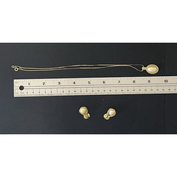 Vintage Avon Faux Pearl Necklace Earrings Set Rhinestone - Picture 6 of 6